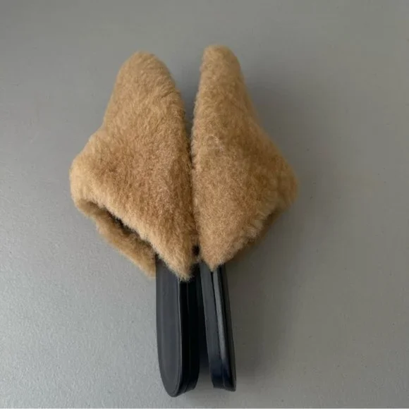 Jenni Kayne Shearling Pointed Toe Flat Mule in Natural EU38 US7.5-8 - Picture 8 of 8